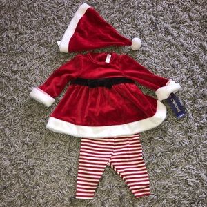 Cherokee Red Velvet Newborn Girl Santa 3 Piece Set, New With Tags